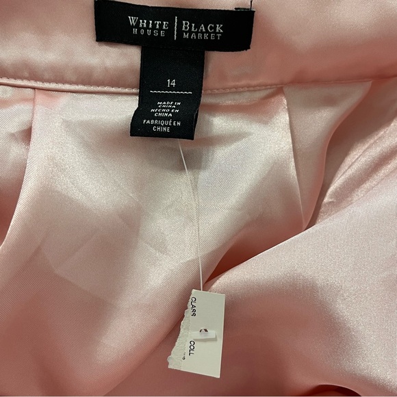 White House Black Market Light Pink Pleated Full Circle Satin Skirt Size 14 - Picture 6 of 12